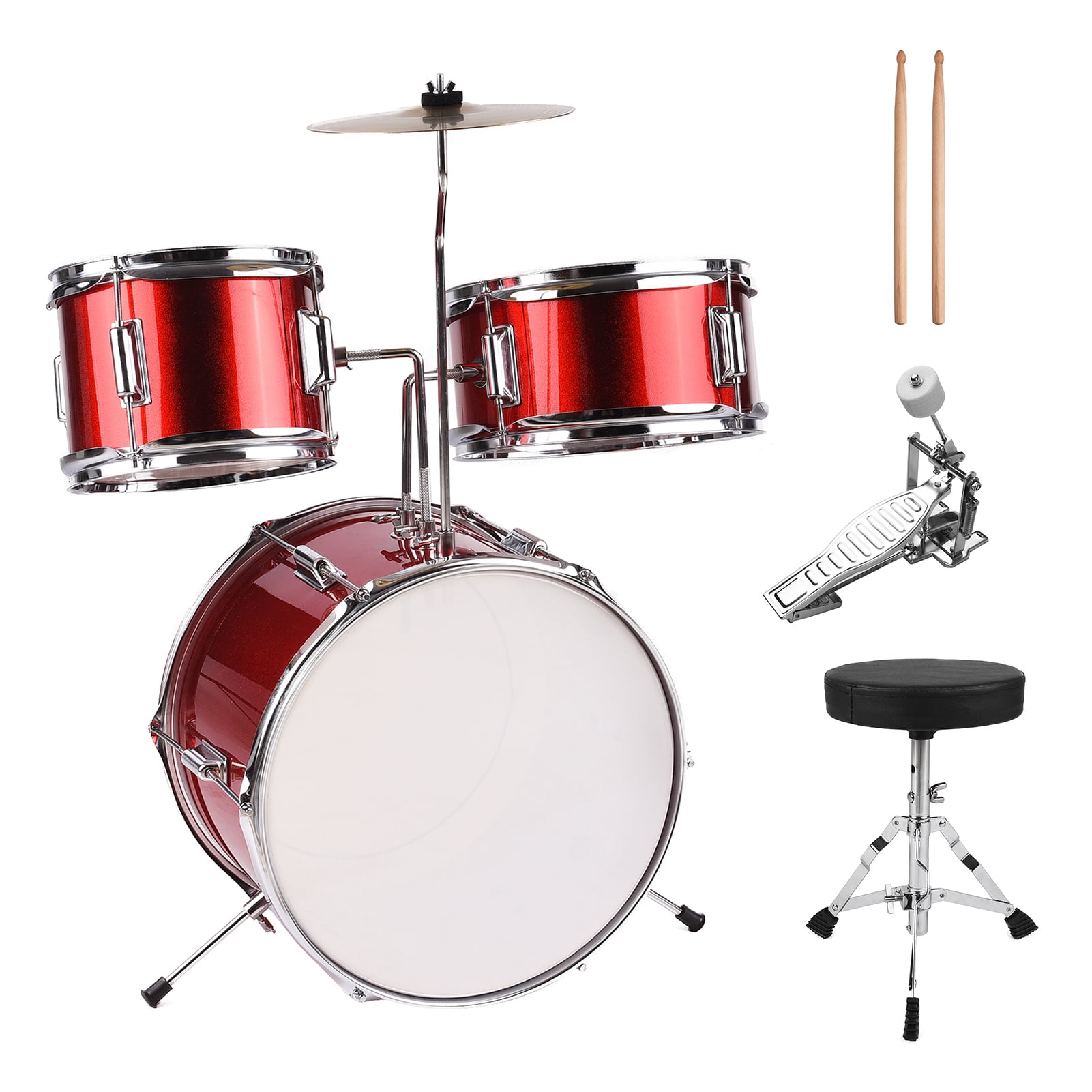 Moobody 14 inch 3Piece Kids Drum Set with Adjustable Throne Cymbal