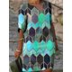 thumbnail image 2 of Vestido Largo Con Cuello En V Y Estampado Multicolor, Vestidos Largos De Primavera Y Otoño Con Mangas Cortas Sueltas Maduras, Ropa De Mujer, 2 of 4