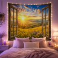thumbnail image 2 of Mountain Sunrise Over Meadow in Rustic Window, Serene Rustic for Nature Lovers, Scenic Landscape Wall Art Decor, Housewarming Gift, Tapestry Wall Hanging for Living Room and Bedroom, 2 of 7