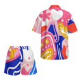 thumbnail image 5 of FKEKYI Art Flower Print Women's Summer Short Set 2 Piece Set Open Front Shirt Top Relaxed Shorts with Elastic Waist Soft Lounge Sets Vacation Outfits for Ladies, M, 5 of 7