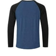 thumbnail image 5 of GuangCheng Mens Shirts,Colorblock,Raglan Sleeve Henley T-Shirts,Regular Fit,Soft,Button Collar Tops,Blue,Size 2XL, 5 of 6