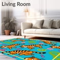 thumbnail image 2 of ODIKA 8'x10' Machine Washable Non-Slip Area Rug, Jungle Alphabet Discovery with Tropical Animal Character Design High Traffic Rug with Pad, Blue, 690769, 2 of 8