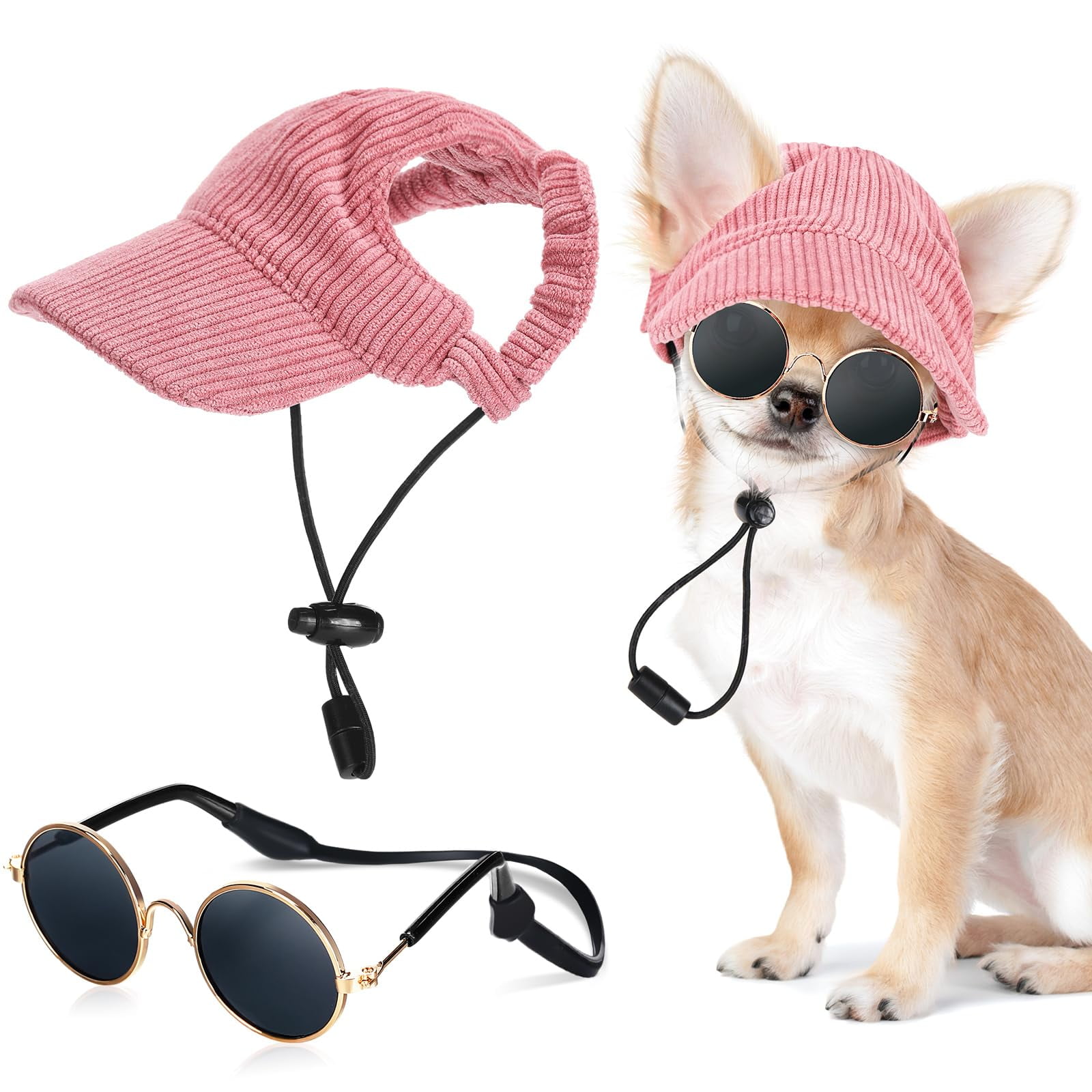 Small Dog Sun Hat with Ear Holes Dog Sunglasses