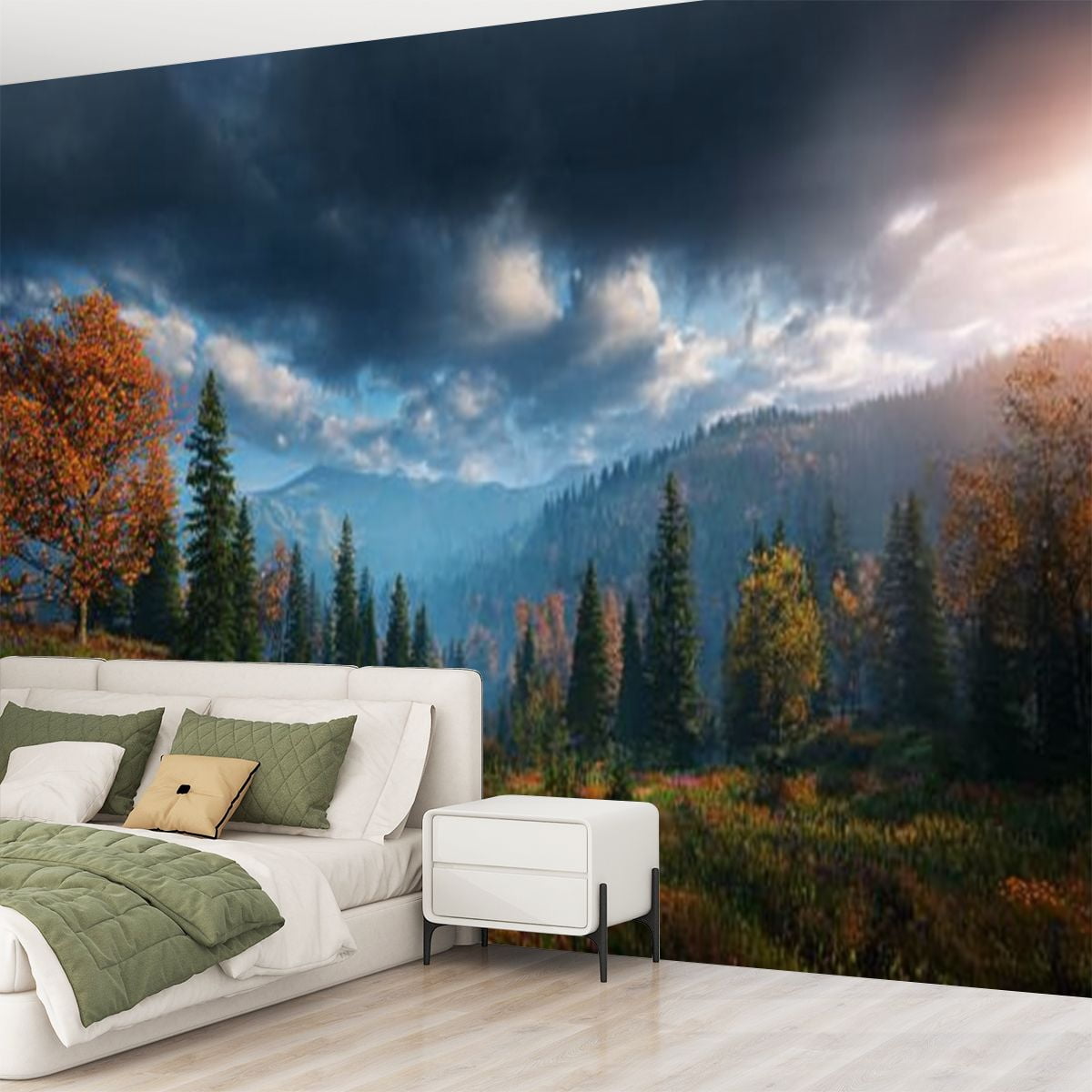 Peel and Stick Wallpaper Dramatic Autumn Landscape Modern Art Wall Mural Decor Self Adhesive and Removable 69in x 98in