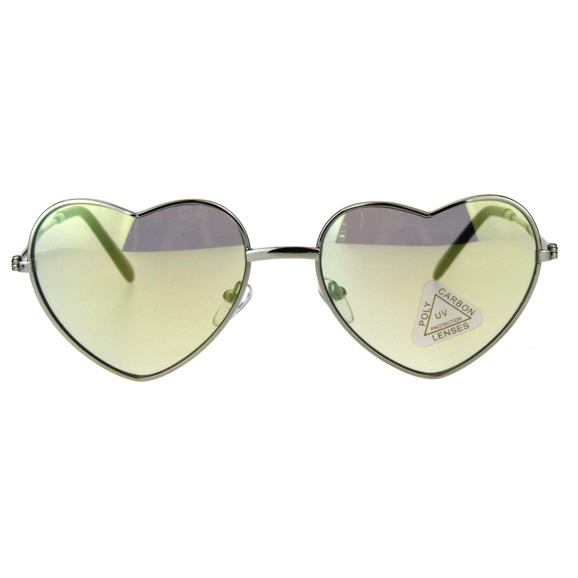 Color Mirror Reflective Lens Valentine Lover Heart Metal Sunglasses 