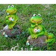 thumbnail image 4 of Adorno de Estatua Familiar de Rana Sentada sobre Rocas de Resina para Decoración de Estanque de Jardín. DYNWAVEMX Jardín de animales de jardinería, 4 of 6