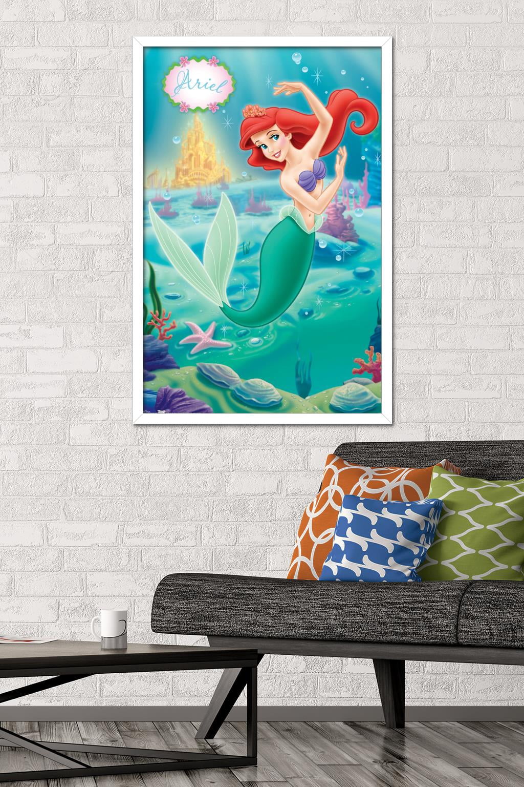 Disney The Little Mermaid - Ariel - Swimming Pose Wall Poster, 22.375" x 34", Framed