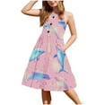 thumbnail image 1 of Robe Sans Manches pour Filles, Robe d'Été Décontractée à Col Rond Boutonnée devant avec Poches, Taille 100 cm, Tissu Extensible Doux, pour 2-12 Ans, 1 of 8