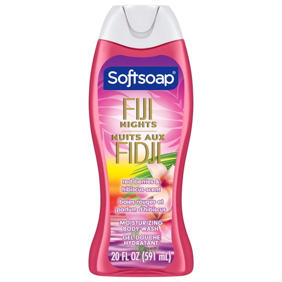 Softsoap Fiji Nights Moisturizing Body Wash, pH Balanced, Red Berries and Hibiscus Scent, 20 fl oz