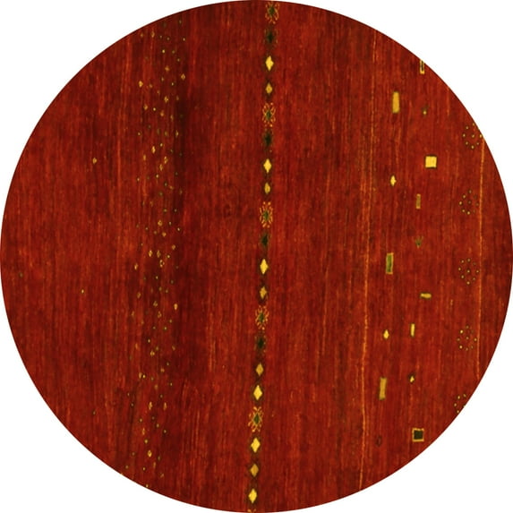 Ahgly Company Indoor Round Abstract Yellow Contemporary Area Rugs, 4' Round