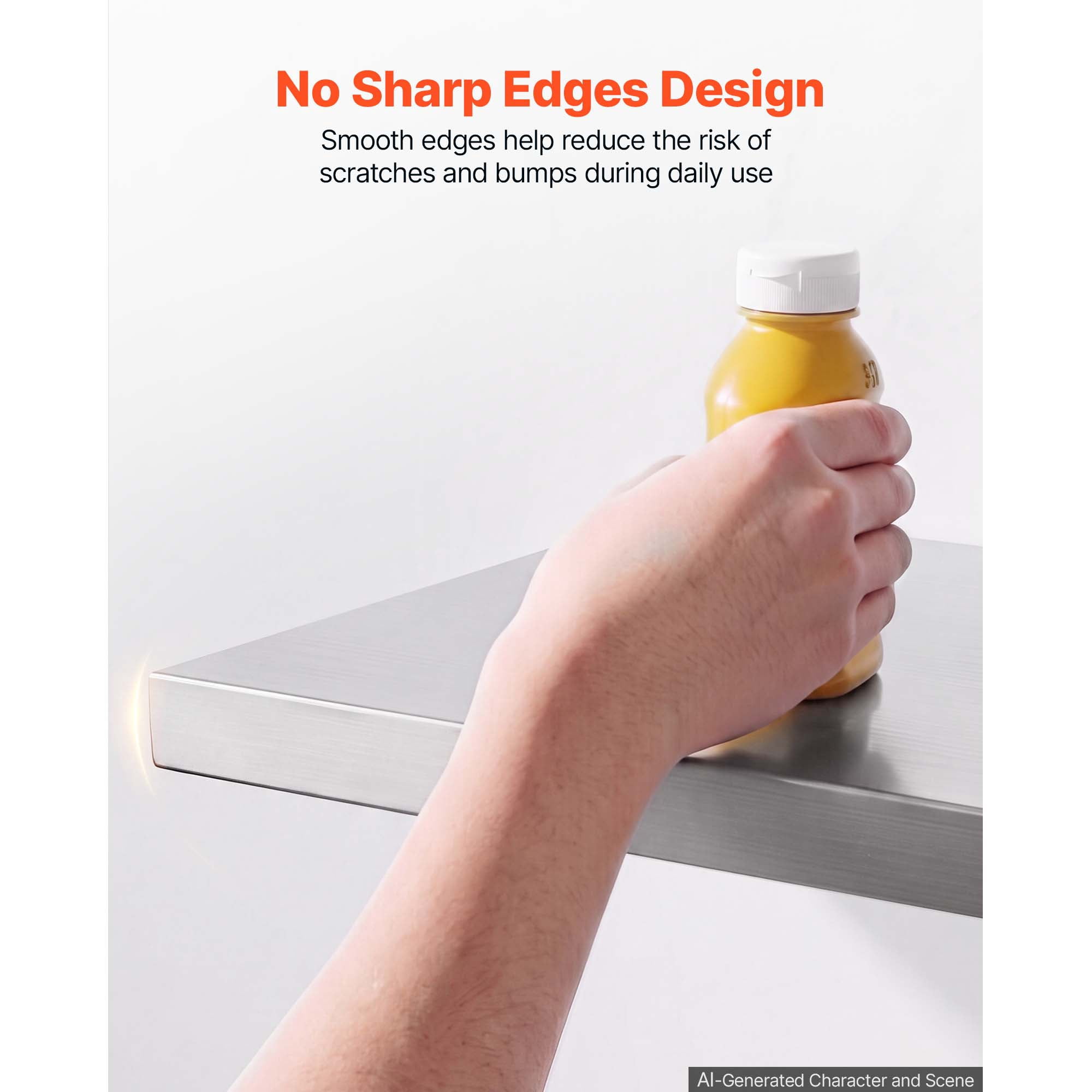 KFFKFF Stainless Steel Wall Shelf 12" x 48" Foldable Design, Durable Floating Shelf with Brackets, 300 lbs Load Capacity, Easy Maintenance, Ideal for Kitchens, Restaurants, and Garages