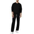 thumbnail image 5 of BiZtdJrK Lounge 2 Piece Sets for Men Loose Fit Solid Casual Fall Sweatsuits Crew Neck Long Sleeve Sweatshirts and Pants Outfits with Pockets Black M, 5 of 10