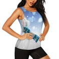 thumbnail image 2 of Xecao Christmas Snowman In The Snow print women's scoop neck, loose-fit workout tank tops for the gym., 2 of 9