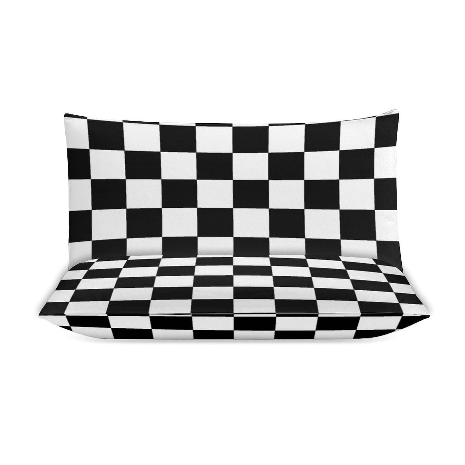 3 Pcs Soft Bedding Set, Includes 1 Duvet Cover with Zipper And 2 Pillow Shams,Chess Board Black Twin(86"x70")
