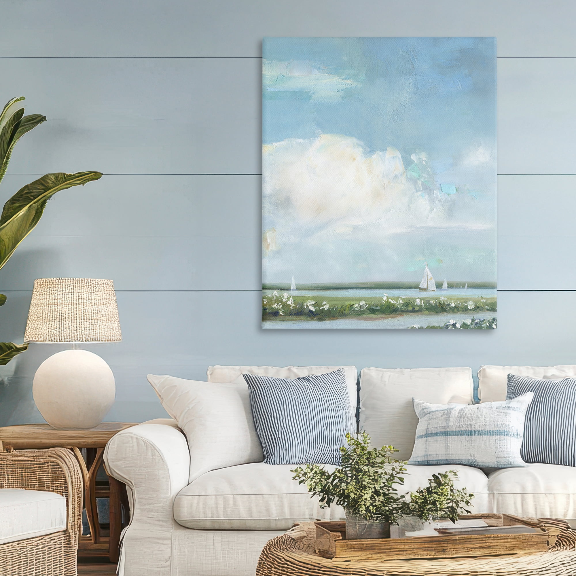 Stupell Industries Seaside Sailing Along Meadow Canvas Wall Art, design by Sally Swatland