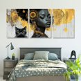 thumbnail image 5 of Large Black Wall Art - African American Black Girl Wall Art Colorful Black African Woman Black and Gold Canvas Picture Wall Decor for Living Room Bedroom Home Decoration, 5 of 6