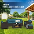 thumbnail image 6 of SHGJ&SOFT 7 Piece Patio Furniture Set, Wicker Outdoor Sectional Sofa with Washable Cushion Covers and Tempered Glass Table, Rattan Conversation Set for Poolside, Lawn, Balcony, 6 of 12