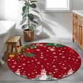 thumbnail image 4 of Round Area Rugs Collection 4 Ft, Christmas Red Non-Slip Residential Carpet, Snowman Xmas Pine Branch Cardinal Bird Snowflake Indoor Crawling Mats Runner Rugs for Living Room/Dining Room/Bedroom, 4 of 8
