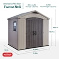 thumbnail image 3 of Keter Factor 8' x 6' Resin Storage Shed, All-Weather Plastic Outdoor Storage, Beige/Taupe, 3 of 19