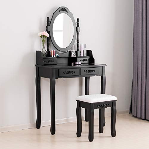 Mecor Vanity Table Makeup Dressing, Mirrored Bedroom Vanity Table