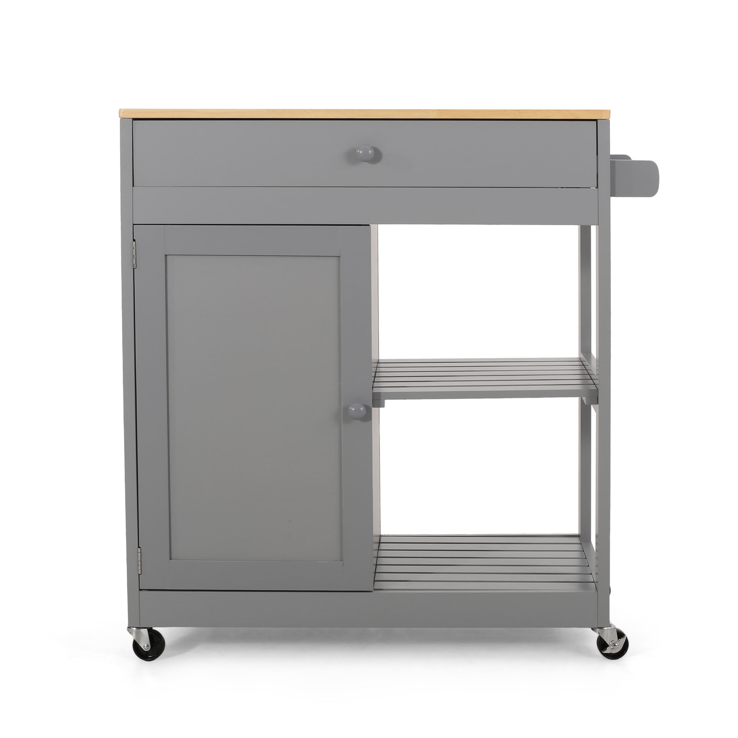Lanier Kitchen Cart with Wheels, Gray and Natural