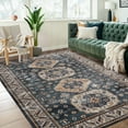 thumbnail image 2 of FairOnly 3'x5'Low Pile Vintage Washable Floral Indoor Area Rug for Bedroom Medallion Non Slip Floor Rug for Living Room Kitchen,Ink Blue, 2 of 7