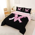 thumbnail image 2 of Erosebridal Floral Bow Letter V Queen Comforter Set for Girls, Pink Initial Ribbon Bedding Comforter Set, Reversible, 3-Piece, 2 of 6