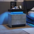 thumbnail image 2 of Topcobe 1 Pcs Nightstand LED Bedside Table Cabinet Lights, Modern End Side Table with 2 Drawers for Bedroom, Bedroom Furniture, Gray, 2 of 8