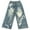 Z9 Blue1, variant on Luwomo Leisure Jeans Mens Long High Waist Wide Leg Graphic Embroidered Trousers Washed Y2K Streetwear Relaxed Fit Denim Pants Z1 Black,L