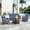 Blue/Brown, variant on Giantfurnni 4PCS Patio Furniture Set with 30" Fire Pit Table, Outdoor All-Weather Rattan Conversation Set with Swivel Rocking Chairs and 6" Cushions, Patio Fire Pit Sets for Yard Garden Lawn, Beige