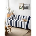 thumbnail image 3 of Navy Blue Gray Striped Couch Cover, Farmhouse Stripe Art Sofa Cover Blanket for 1 Seat Cushion, Sectional Sofa Slipcover Furniture Protector for Living Room Bedroom 71''x91'', 3 of 9