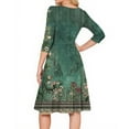 thumbnail image 5 of Women's Cocktail Dress Evening Dress 3/4 Sleeve Floral Print Vintage Wedding Guest Dress for Party Banquet Spring Fall,Light Green,2XL, 5 of 6