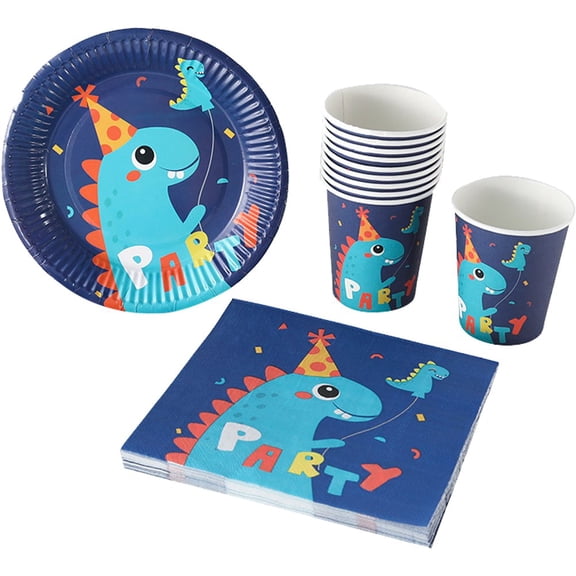 vlrwzc Party Tableware 10 Set Dinosaurs Theme Birthday Party Paper Plates Cups Napkins Party Supplies Set for Party Decorations