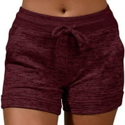 Biker Shorts For Women Drawstring Soft Activewear Comfy With Pockets Yoga Shorts L
