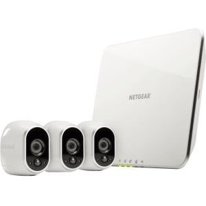 Arlo by Netgear Indoor/Outdoor Security Cameras with 3 HD Cameras Security System, 100% Wire-Free, Night Vision