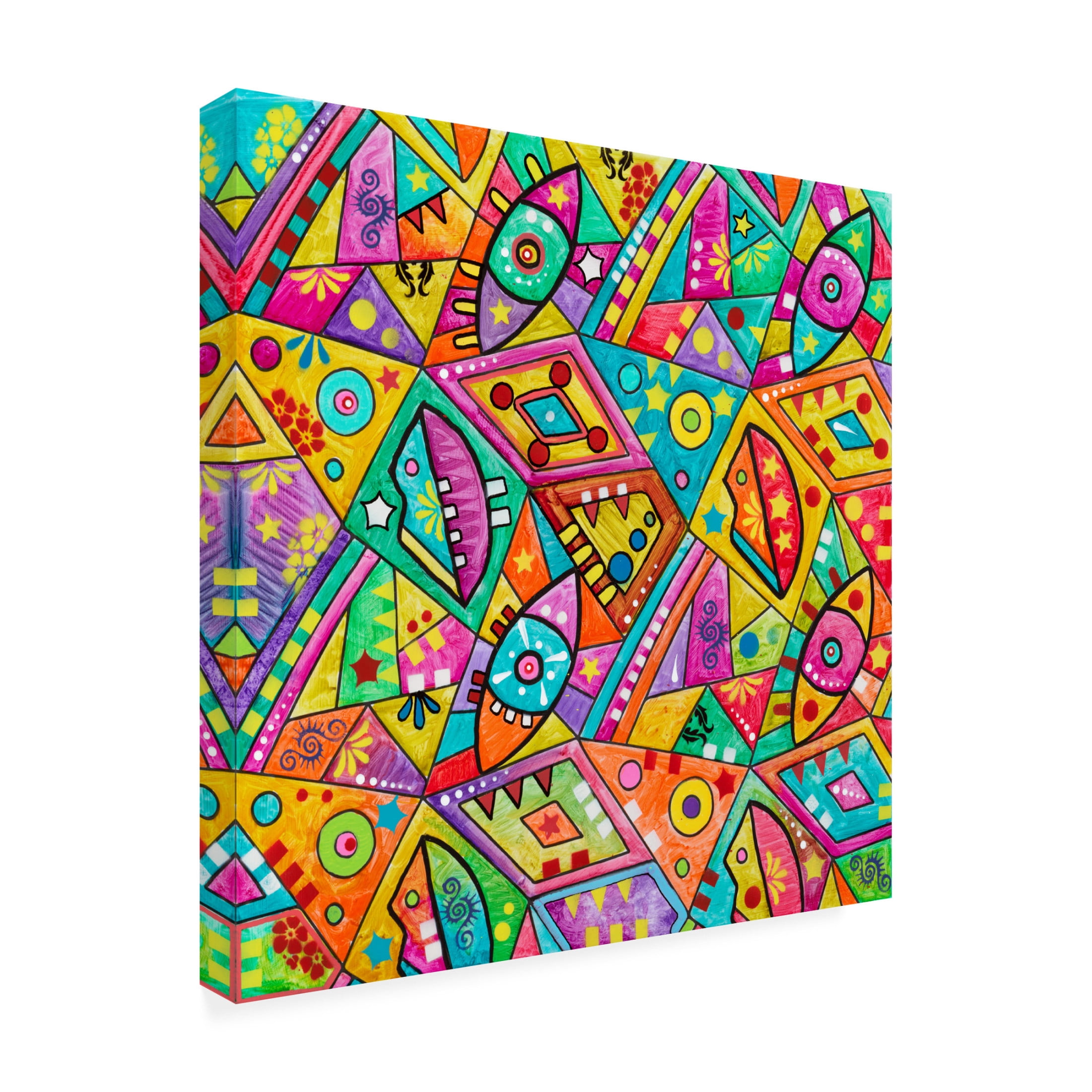 Canvas Wall Art - Dean Russo 'Geometry Eyes and Lips' Wall Art for Living Room, Bedroom, or Office Décor by Trademark Fine Art - 18 x 18 Inches