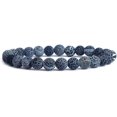 thumbnail image 1 of Bracelet Extensible en Perles Rondes de 8 mm en Agate Patinée Bleu Foncé 7 Pouces, 1 of 2