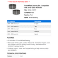 thumbnail image 2 of Front Wheel Bearing Set - Compatible with 2013 - 2020 Acura ILX 2014 2015 2016 2017 2018 2019, 2 of 2