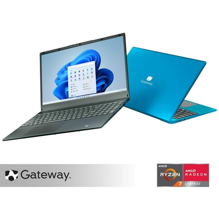 Gateway 15.6" Ultra Slim Notebook, FHD, AMD Ryzen 7 3700U with Radeon RX Vega 10 Graphics, 512GB SSD, 8GB Memory, Tuned by THX Audio, Fingerprint Scanner, 2MP Camera, HDMI, Windows 11 Home, Grey