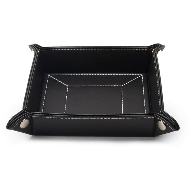 Black Leatherette Mens Valet Tray, Mens Leather Valet And Catch All