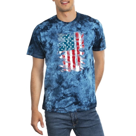American Flag Grunge Style Tie Dye Crystal Men -Image by Shutterstock, Male Large