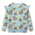 thumbnail image 5 of Yuyamidu Capybara Sweatshirt for Girls Size 7-8 Light Blue Crewneck Graphic Sweatshirt Y2K Ruffle Shoulder Tops Soft Lightweight Everyday Clothes Workout Pullover Playwear, 5 of 8