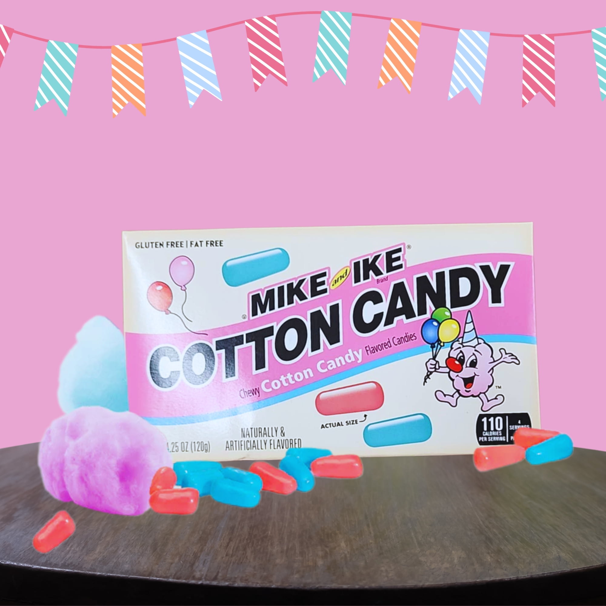 Mike and Ike Cotton Candy, Chewy Pink & Blue Candies for Party Favor Easter Basket Stocking Stuffers Trick or Treat Movie Night Snack, 4.25 Oz Theater Box 3 Pack w/ Snoep in Beperkte Oplage