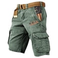 thumbnail image 2 of Distressed Wash Cargo Shorts with Multiple Pockets and Relaxed Fit, Awesome For Weekend Errands Backyard Projects Or Casual Outings Army Green L, 2 of 4