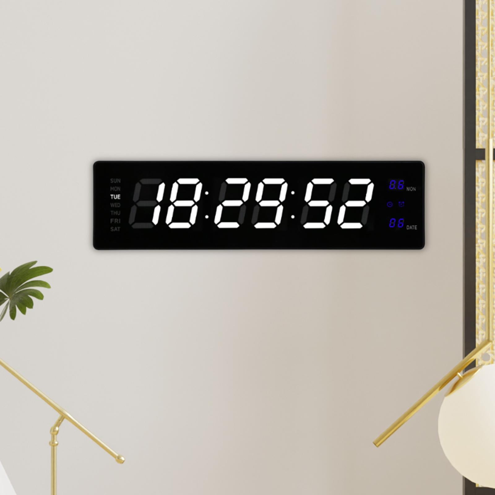 Baoblaze LED Digital Clock Bedroom Display Date Calendar Bar Wall Hanging Alarm Clock White Blue