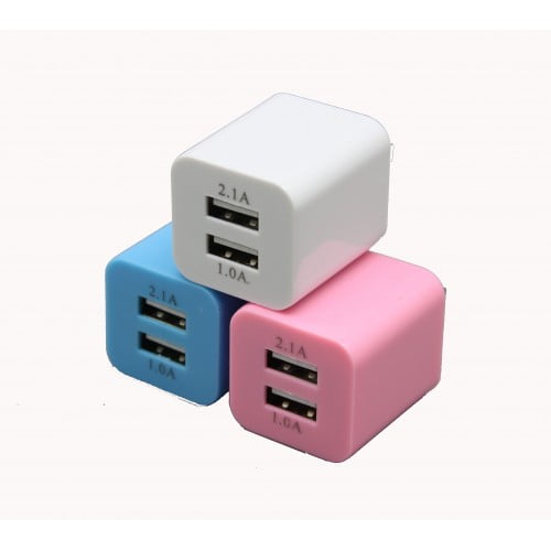 FixtureDisplays® Double-USB Port USB AC/DC Power Adapter Wall Charger iPhone Android 15931-3PK