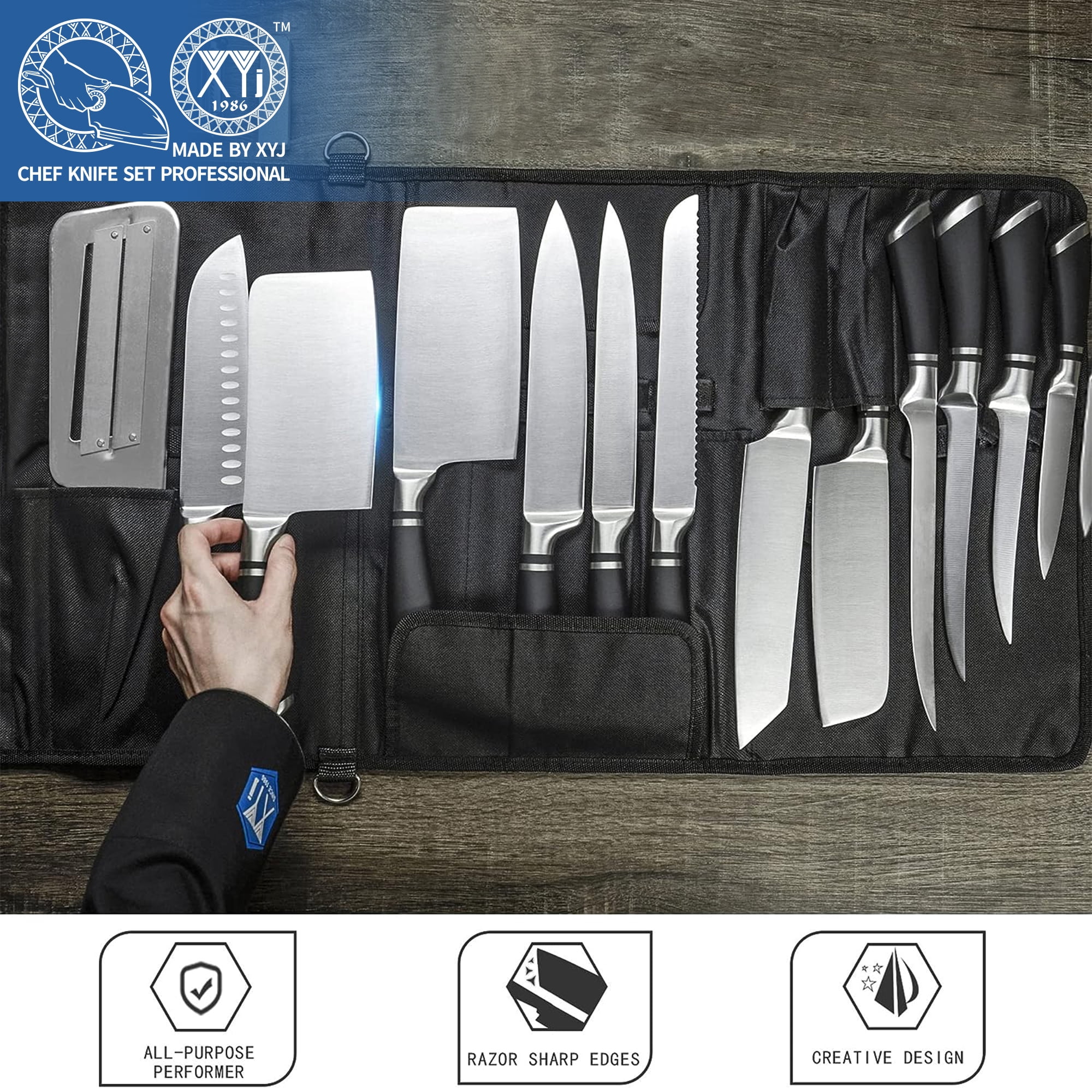 XYJ Chef Knife Professional Set with Bag,Cleaver Butcher  XYJ Knife Set 7 pieces main image 1