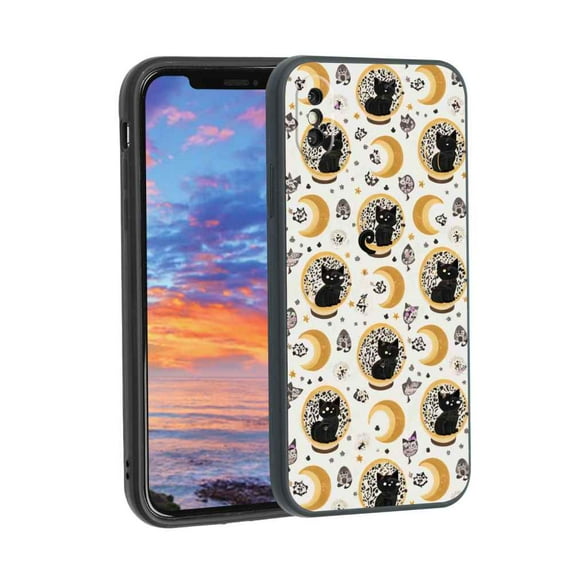 Mystic-cute-black-lunar-cats-4 Phone Case, Degined for iPhone X Case Men Women, Flexible Silicone Shockproof Case for iPhone X