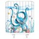 thumbnail image 2 of Cortina de ducha de pulpo azul, divertido Tropical, tentáculos de Kraken, tortuga marina, caballito de mar, estrella de mar, Animal marino, cortina de baño con ganchos, 2 of 5