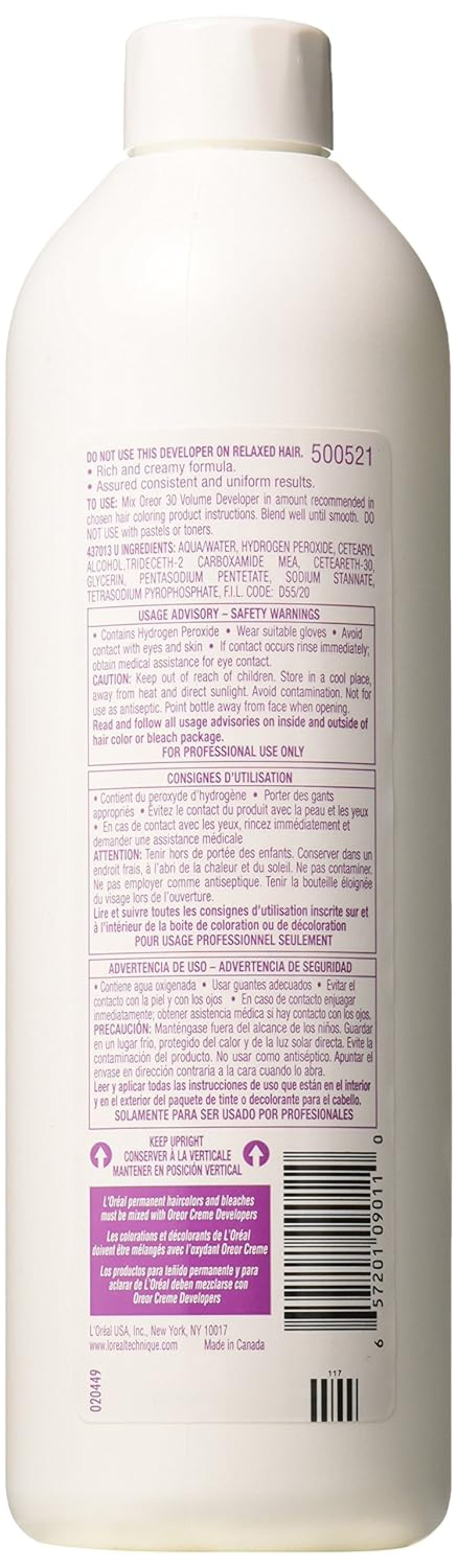 L'oreal Oreor Creme Developer - 30 Volume - 8 oz